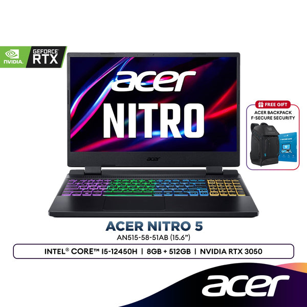 Acer Nitro 5 AN515-58-51AB 15.6" Gaming Laptop (Intel® Core™ i5-12450H | 8GB | 512GB SSD | Nvidia RTX™ 3050 4G)