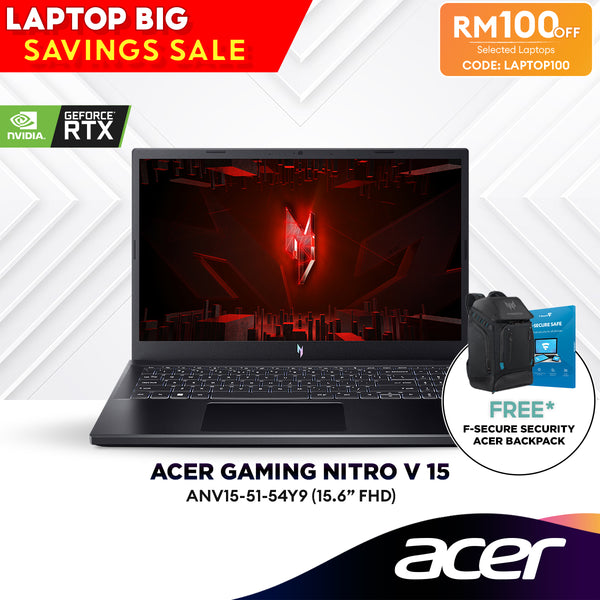 [LAPTOP100] Acer Gaming Nitro V 15 ANV15-51-54Y9 15.6 Laptop (Intel® Core™ i5-13420H | 8GB | 512GB SSD | RTX™ 4050)