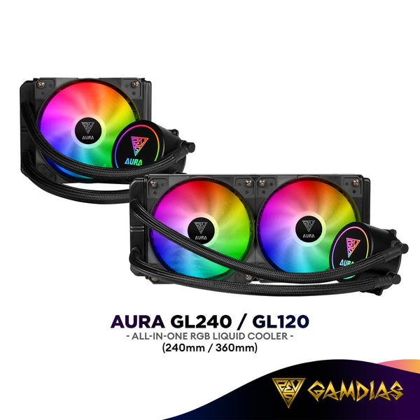 GAMDIAS AURA GL240 / GL120 All-in-One RGB CPU Cooler  | Intel & AMD CPU AiO Liquid Cooler