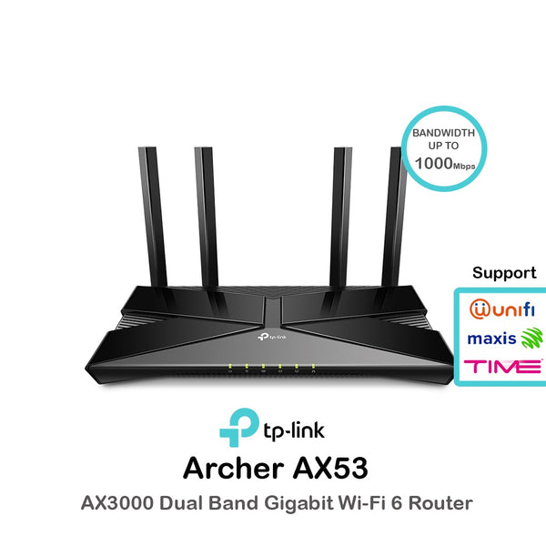 TP-Link Archer AX53 WiFi 6 Dual Band Gigabit AX3000 High Power Wireless OFDMA Router With EasyMesh