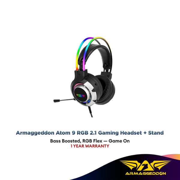 Armaggeddon Wired Gaming 2.1 Atom 9 RGB Blk + Headphone Stand