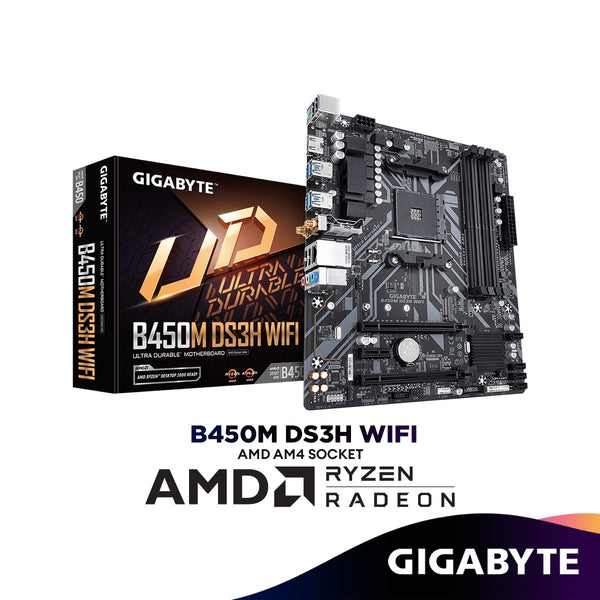 Gigabyte B450M DS3H WIFI Micro ATX (mATX) AMD Motherboard | AMD AM4 Socket
