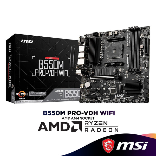 MSI B550M PRO-VDH WIFI Micro ATX (mATX) AMD Motherboard | AMD AM4 Socket