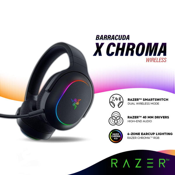 Razer Barracuda X Chroma Wireless Multi-Platform Gaming Headset with Razer™ SmartSwitch Dual, 6-Zone Earcup Lighting