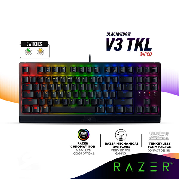 Razer Blackwidow V3 TKL Tenkeyless Wired Gaming Keyboard | TKL | Chroma RGB | 80 Million Keystroke Lifespan | Mechanical