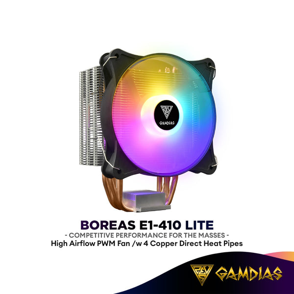 GAMDIAS BOREAS E1-410 LITE High Airflow PWM CPU Cooler | Intel & AMD CPU Air Cooler