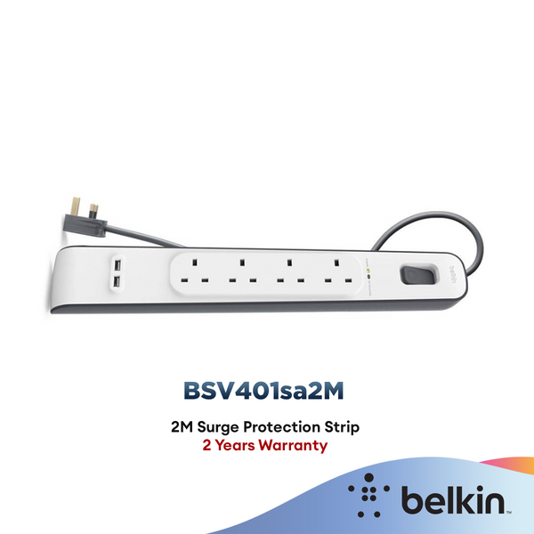 Belkin 4-Way With 2 USB Ports Surge Protector Plus BSV401sa2M