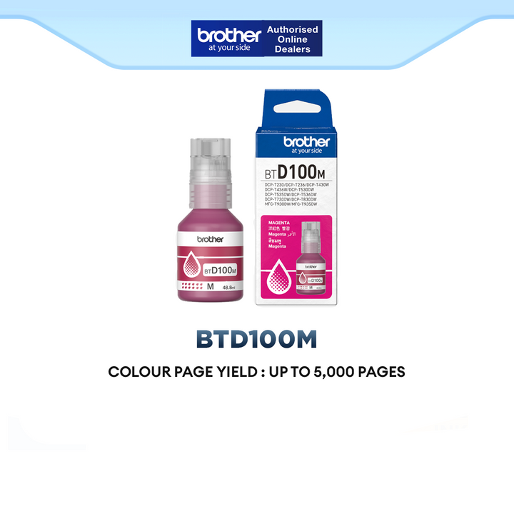 Brother BTD100 Ink Bottle Set Black Cyan Magenta Yellow Original Ink R ...