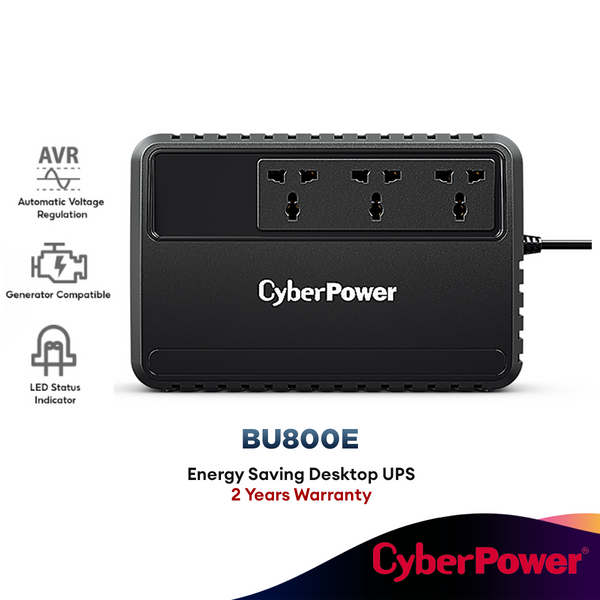 CyberPower BU Series | BU800E 800VA / 400W Energy Saving Desktop UPS | Power Backup UPS System