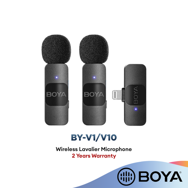 BOYA BY-V1/V10 Wireless Lavalier Microphone with Noise Cancellation Lapel Mic Clip-on for Smartphones Action