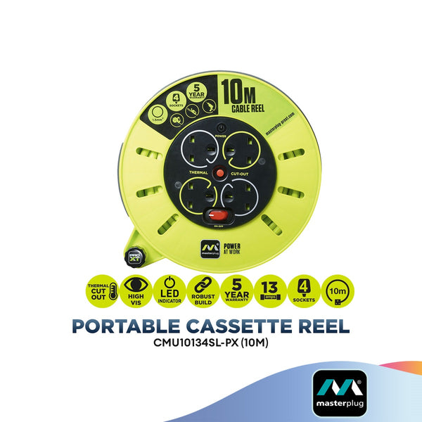 MasterPlug Pro-XT 4 Gang Portable Cassette Reel (10m/5m) CMU10134SL-PX / CSU05134SL-PX