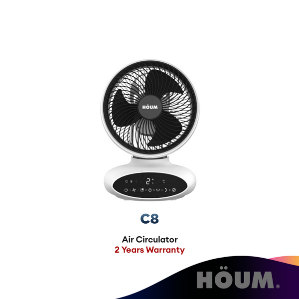 HOUM 8" Circulation/Table Fan C8 with 360 Oscillation & 6.5m/s Velocity (1 Year Official Warranty)