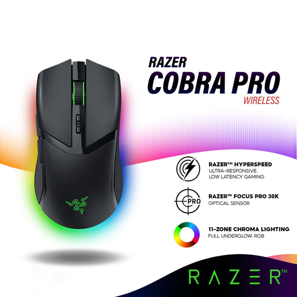 Razer Cobra Pro Customizable Wireless Gaming Mouse with Razer Chroma™ RGB, Razer™ Focus Pro 30K Optical Sensor