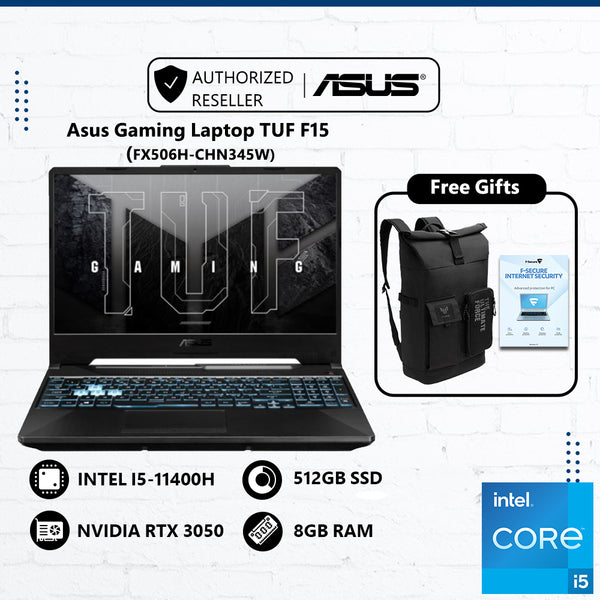 Asus Gaming Laptop FX506H-CHN345W (Intel® Core™ i5-11400H, 8GB RAM, 512GB SSD, Nvidia RTX 3050, 15.6" FHD 144Hz)