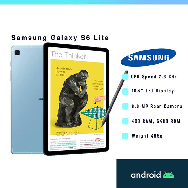 Samsung Galaxy Tab S6 Lite SM-P613 Tab/Tablet - Angora Blue/Grey (10.4"/4GB RAM/64GB ROM/S Pen Wi-Fi)
