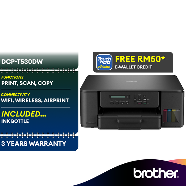 Brother AIO DCP-T530DW A4 3-in-1 Wireless Inkjet Printer Ink Tank