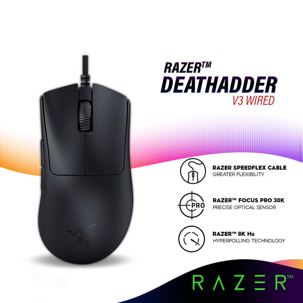 Razer DeathAdder V3 Ultra-lightweight Ergonomic Esports Wired Gaming Mouse with Razer™ Focus Pro 30K Optical Sensor