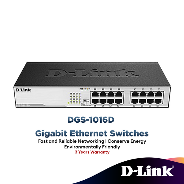 D-Link DGS-1016D 16-Port Gigabit Desktop/Rackmount Switch In Metal Casing