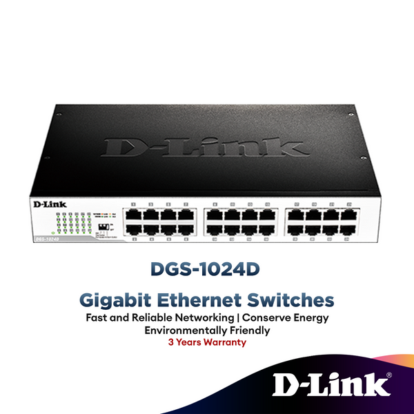 D-Link DGS-1024D 24-Port Gigabit Desktop/Rackmount Switch In Metal Casing