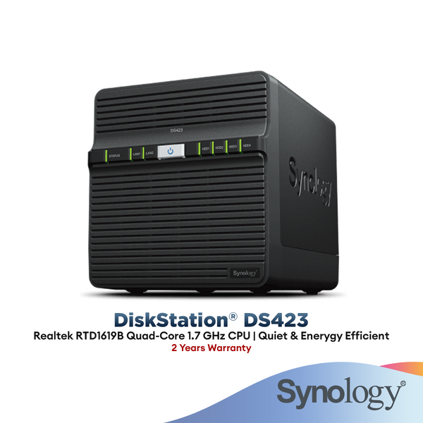 Synology DS423 NAS DiskStation with Quad Core 1.7GHz 4 Bay NAS Enterprise - 2 Years Warranty