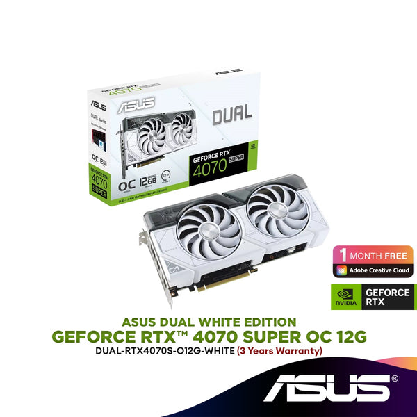 ASUS Dual GeForce RTX 4070 SUPER White OC Edition 12GB GDDR6X Graphics Card | DUAL-RTX4070S-O12G-WHITE