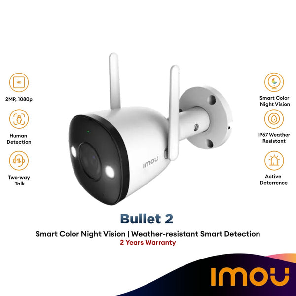 Dahua Imou Bullet 2 2MP Wifi IP Camera Outdoor 8x Digital Zoom Wireless Camera H.265 ONVIF Security CCTV Camera