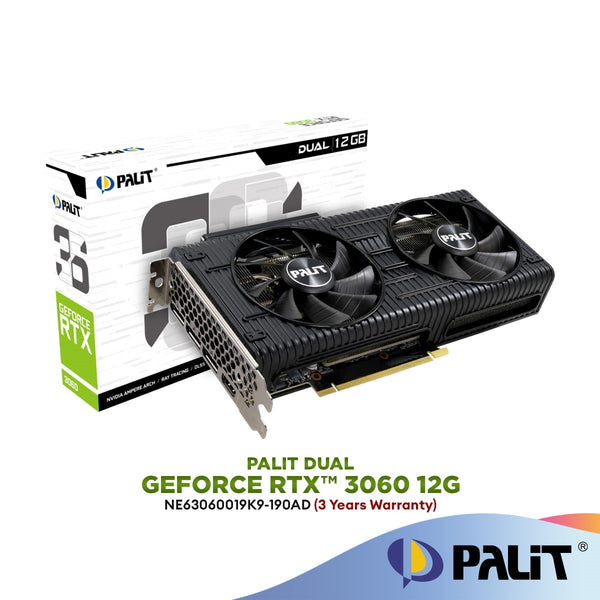 Palit GeForce RTX3060 Dual 12GB GDDR6 Graphics Card | NE63060019K9-190AD