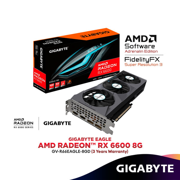 GIGABYTE AMD Radeon RX 6600 EAGLE 8GB GDDR6 Graphics Card | GV-R66EAGLE-8GD