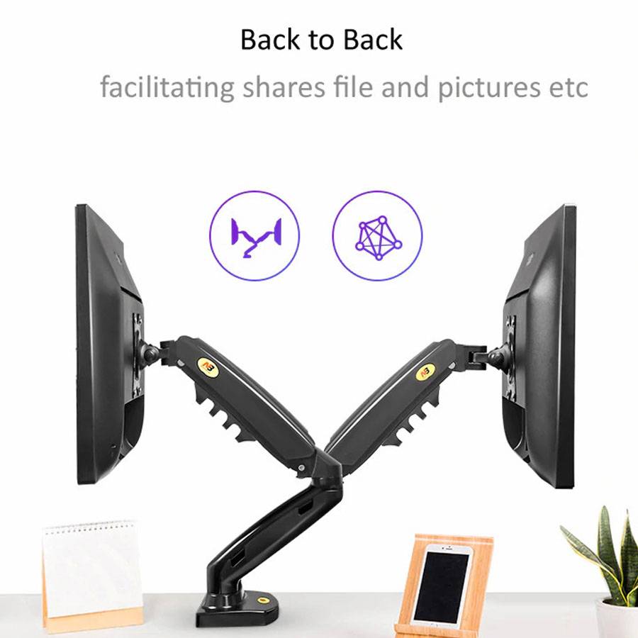 Supporto Monitor Doppio North Bayou F160 - Braccio A Gas Per 2 Schermi 17-27" - Foto 3