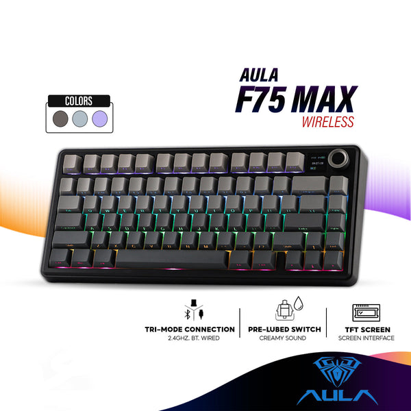 AULA F75 Max Wireless Mechanical Gaming Keyboard 75% Layout with TFT Screen, Tri-Mode, Gasket Structure, Hot-Swappable