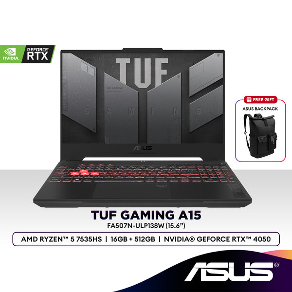 Asus TUF A15 FA507N-ULP138W 15.6" Gaming Laptop (Ryzen™ 5 7535HS | 16GB | 512GB SSD | GeForce RTX™ 4050)