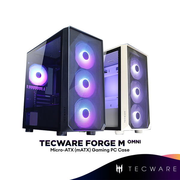 TECWARE Forge M Omni Tempered Glass Micro ATX (mATX) Gaming PC Casing | Included 4x 120mm Case Fans