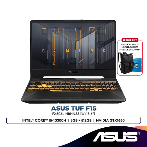 Asus Gaming Laptop TUF F15 FX506L-HBHN334W (Intel® Core™ i5-10300H, 8GB RAM, 512GB SSD, 15.6" FHD 144Hz, GTX1650)