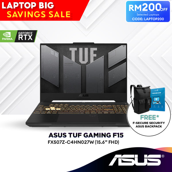 [LAPTOP200] Asus TUF F15 FX507Z-C4HN027W 15.6" FHD Laptop (Intel i5-12500H | 8GB | 512GB SSD | GeForce RTX™3050)