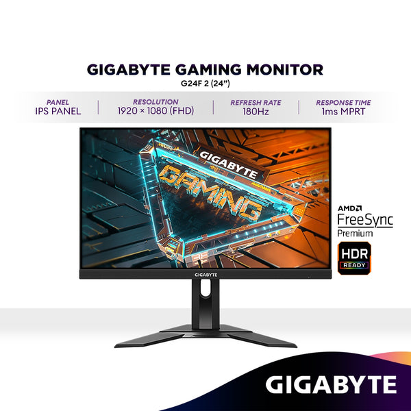 GIGABYTE G24F 2 24" FHD IPS Gaming Monitor | 180Hz (OC) | AMD FreeSync Premium | HDR Ready | 1ms
