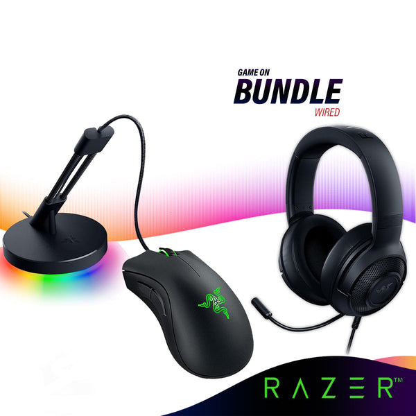 [GAME ON BUNDLE] Razer DeathAdder Essential Wired Gaming Mouse + Mouse Bungee V3 Chroma + Kraken X Lite Headset