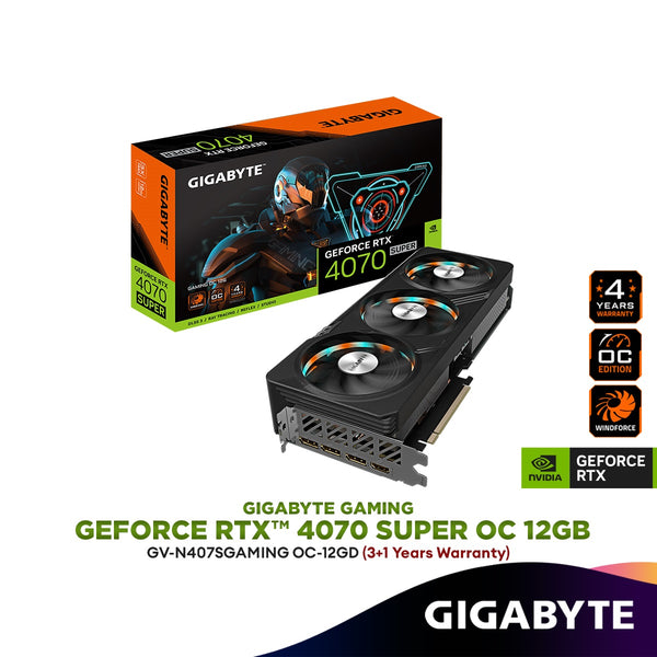 GIGABYTE GeForce RTX 4070 SUPER GAMING OC 12GB GDDR6X Graphics Card | GV-N407SGAMING OC-12GD