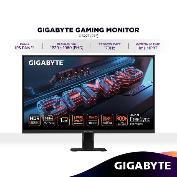 GIGABYTE GS27F 27" FHD IPS Gaming Monitor | 170Hz (OC) | AMD FreeSync Premium | HDR | 1ms | 1080p