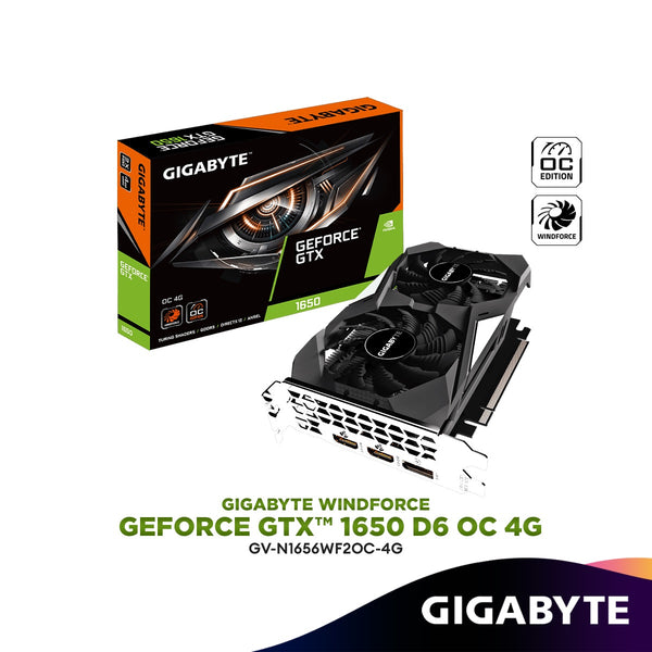 Gigabyte GeForce® GTX 1650 D6 WINDFORCE OC 4GB GDDR6 Graphics Card | GV-N1656WF2OC-4G