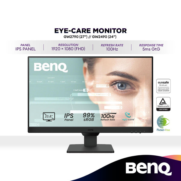 BenQ GW2490 24" / GW2790 27" FHD IPS Eye Care Monitor | 100Hz | Low Blue Light | Flicker Free