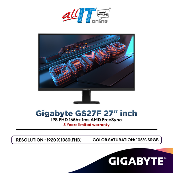 Gigabyte GS27F 27" inch IPS FHD 165hz 1ms AMD FreeSync Premium gaming monitor