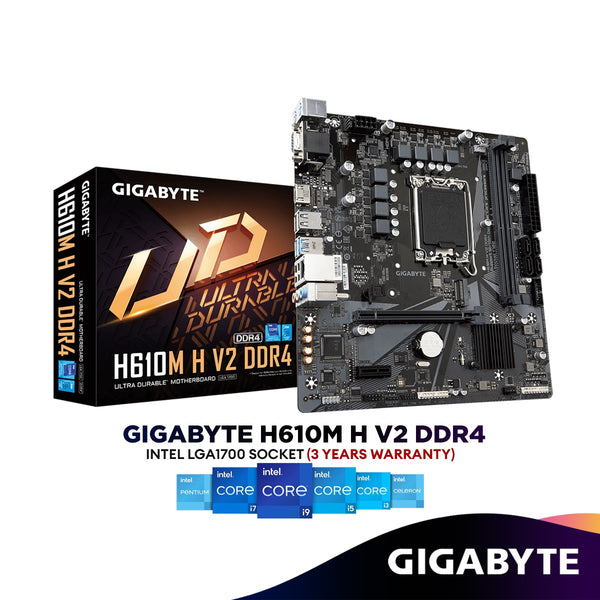 Gigabyte H610M H V2 DDR4 Micro ATX (mATX) Intel Motherboard | Intel LGA1700 Socket