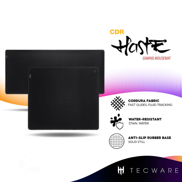 TECWARE Haste Cordura Fabric Gaming Mousepad with Water Resistant, Anti-Fray Edge Stitching, Anti-Slip Rubber Base