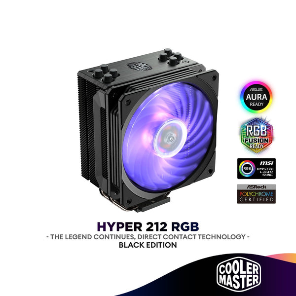 Cooler Master Hyper 212 RGB BLACK EDITION WITH LGA1700 CPU Cooler | Intel & AMD CPU Air Cooler