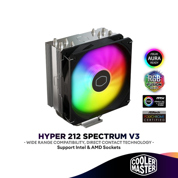 Cooler Master Hyper 212 Spectrum V3 ARGB CPU Cooler | Intel & AMD CPU Air Cooler