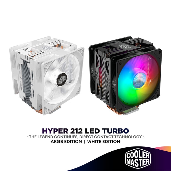Cooler Master Hyper 212 LED Turbo ARGB / White Edition CPU Cooler | Intel & AMD CPU Air Cooler