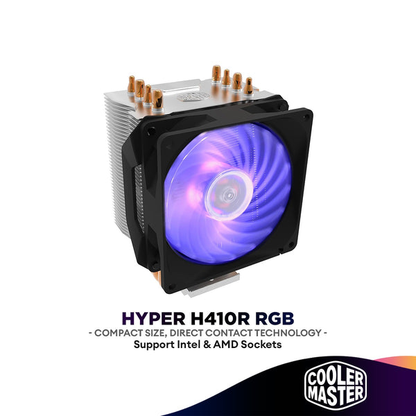 Cooler Master Hyper H410R RGB Compact Size CPU Cooler | Intel & AMD CPU Air Cooler