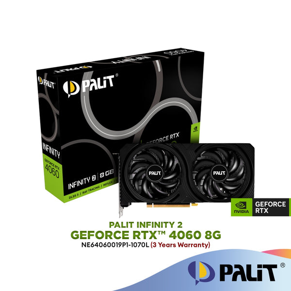 Palit GeForce RTX 4060 Infinity 2 8GB GDDR6 Graphics Card | NE64060019P1-1070L