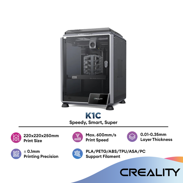 Creality K1C 3D Printer 600mm/s Speed 220 x 220 x 250mm Size 300°C High-Temperature Direct Extruder