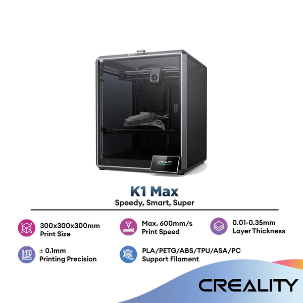 Creality K1 Max 3D Printer 600mm/s Speed 300 x 300 x 300 mm Size 300°C High-Temperature Direct Extruder